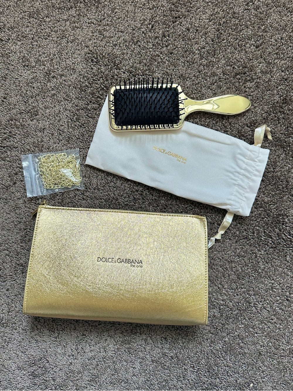 Dolce & Gabbana Gold Clutch & Brush